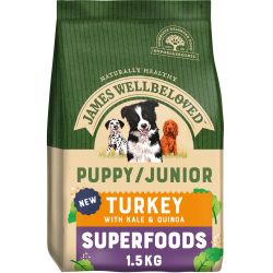 James Wellbeloved Puppy/Junior Turkey, Kale & Quinoa Superfoods 1.5kg