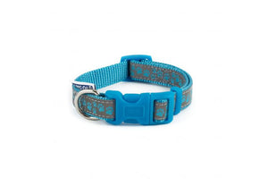 Nylon Reflective Collar - Blue with Paws