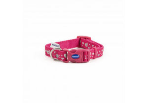 Nylon Reflective Collar - Pink with Hearts