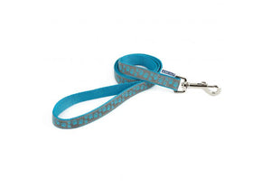 Nylon Reflective Lead - Blue with Paws